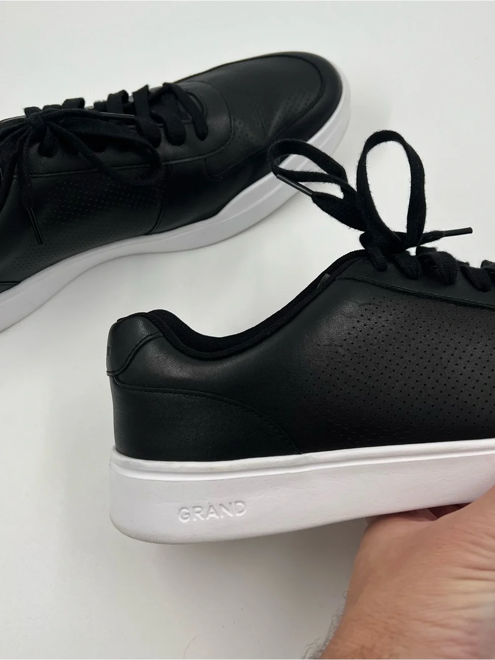 Cole Haan Men’s Grand Crosscourt Perforated Sneaker Black Leather Tennis 13M